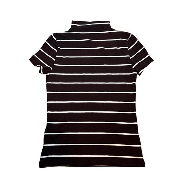 NWT Madewell Striped Mockneck Slim Fit Tee XXS Brown White Short Sleeve - Picture 7 of 9